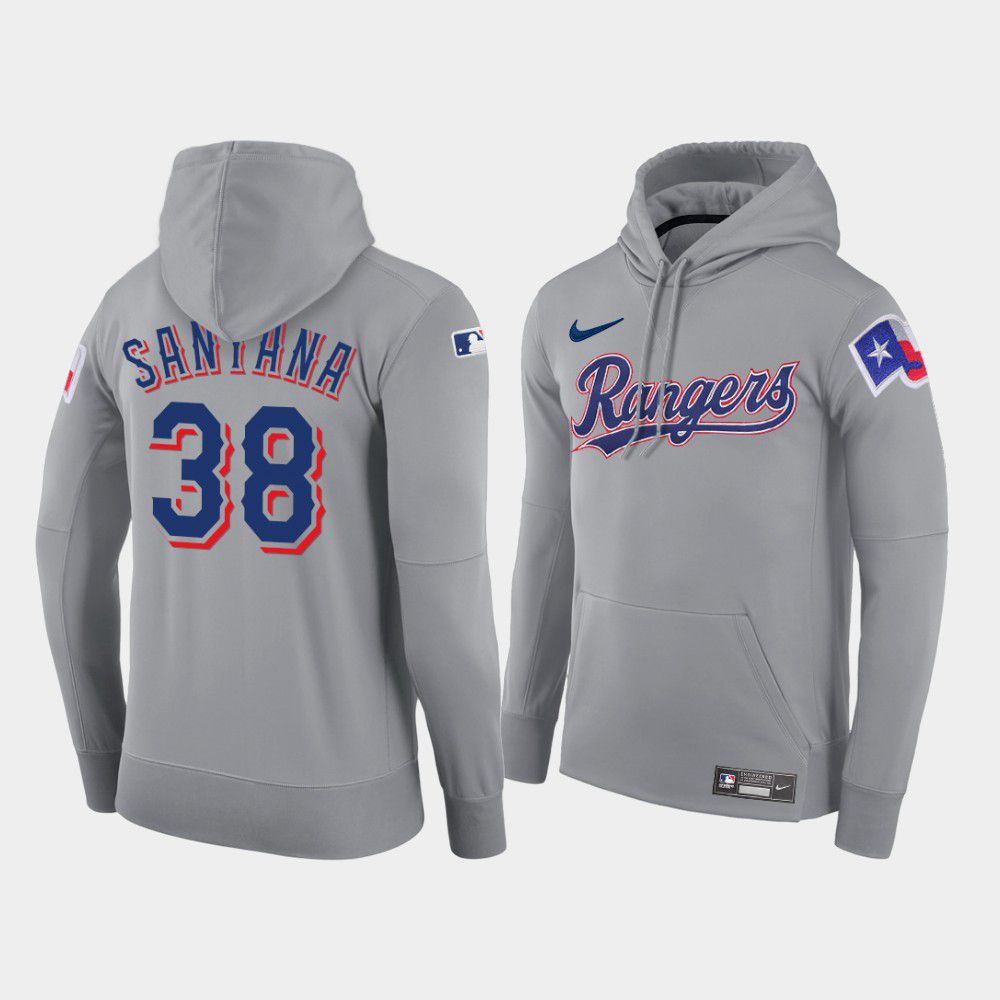 Cheap Men Texas Rangers 38 Santana gray road hoodie 2021 MLB Nike Jerseys